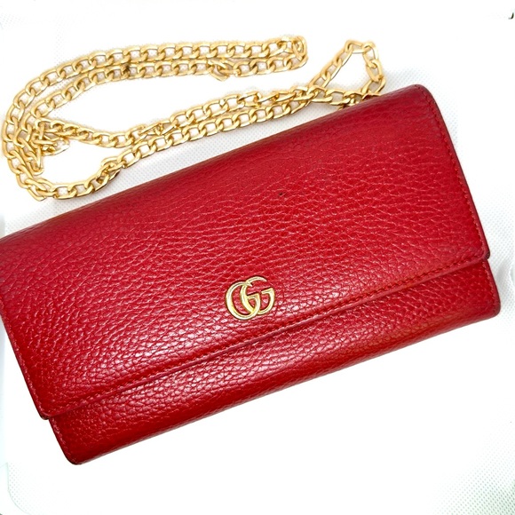 Gucci Handbags - Gucci GG Marmont Continental long wallet in hibiscus on unbranded chain